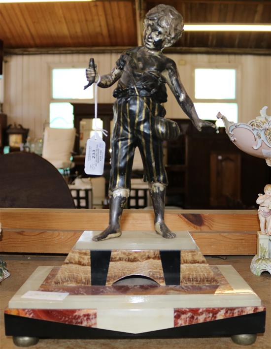 Art Deco Spelter and marble figure(-)